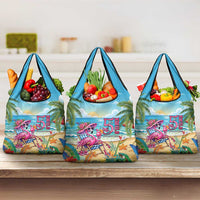Flamingo Aloha Hawaii Grocery Bag It's 5 O’Clock Somewhere Tropical Vibes - Wonder Print Shop