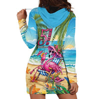 Flamingo Aloha Hawaii Hoodie Dress It's 5 O’Clock Somewhere Tropical Vibes - Wonder Print Shop