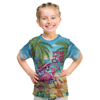 Flamingo Aloha Hawaii Kid T Shirt It's 5 O’Clock Somewhere Tropical Vibes - Wonder Print Shop