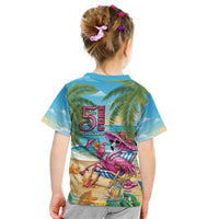 Flamingo Aloha Hawaii Kid T Shirt It's 5 O’Clock Somewhere Tropical Vibes - Wonder Print Shop