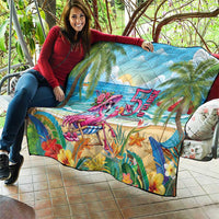 Flamingo Aloha Hawaii Quilt It's 5 O’Clock Somewhere Tropical Vibes - Wonder Print Shop