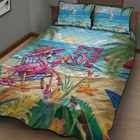 Flamingo Aloha Hawaii Quilt Bed Set It's 5 O’Clock Somewhere Tropical Vibes - Wonder Print Shop
