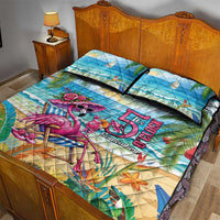 Flamingo Aloha Hawaii Quilt Bed Set It's 5 O’Clock Somewhere Tropical Vibes - Wonder Print Shop