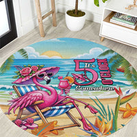 Flamingo Aloha Hawaii Round Carpet It's 5 O’Clock Somewhere Tropical Vibes - Wonder Print Shop