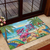 Flamingo Aloha Hawaii Rubber Doormat It's 5 O’Clock Somewhere Tropical Vibes - Wonder Print Shop