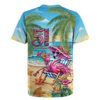 Flamingo Aloha Hawaii Rugby Jersey It's 5 O’Clock Somewhere Tropical Vibes - Wonder Print Shop