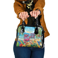 Flamingo Aloha Hawaii Shoulder Handbag It's 5 O’Clock Somewhere Tropical Vibes - Wonder Print Shop