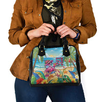 Flamingo Aloha Hawaii Shoulder Handbag It's 5 O’Clock Somewhere Tropical Vibes - Wonder Print Shop
