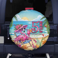Flamingo Aloha Hawaii Spare Tire Cover It's 5 O’Clock Somewhere Tropical Vibes - Wonder Print Shop