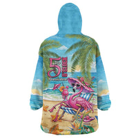 Flamingo Aloha Hawaii Wearable Blanket Hoodie It's 5 O’Clock Somewhere Tropical Vibes - Wonder Print Shop