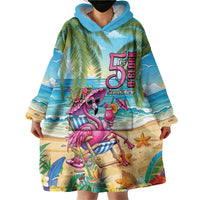 Flamingo Aloha Hawaii Wearable Blanket Hoodie It's 5 O’Clock Somewhere Tropical Vibes - Wonder Print Shop