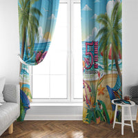 Flamingo Aloha Hawaii Window Curtain It's 5 O’Clock Somewhere Tropical Vibes - Wonder Print Shop