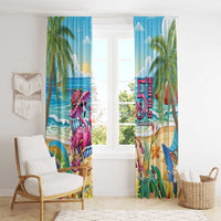 Flamingo Aloha Hawaii Window Curtain It's 5 O’Clock Somewhere Tropical Vibes - Wonder Print Shop
