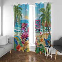 Flamingo Aloha Hawaii Window Curtain It's 5 O’Clock Somewhere Tropical Vibes - Wonder Print Shop