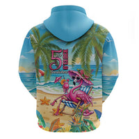 Flamingo Aloha Hawaii Zip Hoodie It's 5 O’Clock Somewhere Tropical Vibes - Wonder Print Shop