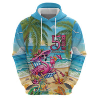 Flamingo Aloha Hawaii Zip Hoodie It's 5 O’Clock Somewhere Tropical Vibes - Wonder Print Shop