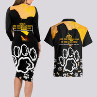 Custom International Dog Day Couples Matching Long Sleeve Bodycon Dress and Hawaiian Shirt Dogs Are The Magicians Of The Universe - Wonder Print Shop