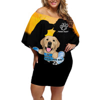 Custom International Dog Day Off Shoulder Short Dress Dogs Are The Magicians Of The Universe - Wonder Print Shop