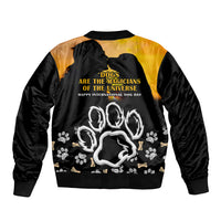 Custom International Dog Day Sleeve Zip Bomber Jacket Dogs Are The Magicians Of The Universe - Wonder Print Shop