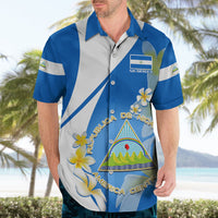 Nicaragua Independence Day Hawaiian Shirt Nicaraguan Coat of Arms With Sacuanjoche Flowers - Wonder Print Shop