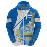 Nicaragua Independence Day Hoodie Nicaraguan Coat of Arms With Sacuanjoche Flowers - Wonder Print Shop