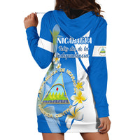 Nicaragua Independence Day Hoodie Dress Nicaraguan Coat of Arms With Sacuanjoche Flowers - Wonder Print Shop