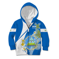 Nicaragua Independence Day Kid Hoodie Nicaraguan Coat of Arms With Sacuanjoche Flowers - Wonder Print Shop