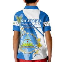 Nicaragua Independence Day Kid Polo Shirt Nicaraguan Coat of Arms With Sacuanjoche Flowers - Wonder Print Shop