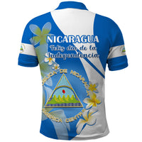 Nicaragua Independence Day Polo Shirt Nicaraguan Coat of Arms With Sacuanjoche Flowers - Wonder Print Shop
