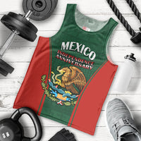 Men's green and red Mexico Independence tank top with eagle crest graphic.