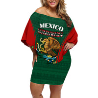 Custom Mexico Independence Day Off Shoulder Short Dress Happy 213th Anniversary Mexican Proud - Wonder Print Shop