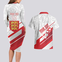 England Rugby Custom Couples Matching Long Sleeve Bodycon Dress and Hawaiian Shirt 2025 Come On Red Roses - Wonder Print Shop