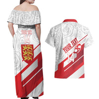 England Rugby Custom Couples Matching Off Shoulder Maxi Dress and Hawaiian Shirt 2025 Come On Red Roses - Wonder Print Shop