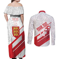 England Rugby Custom Couples Matching Off Shoulder Maxi Dress and Long Sleeve Button Shirt 2025 Come On Red Roses - Wonder Print Shop