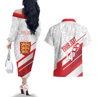 England Rugby Custom Couples Matching Off The Shoulder Long Sleeve Dress and Hawaiian Shirt 2025 Come On Red Roses - Wonder Print Shop