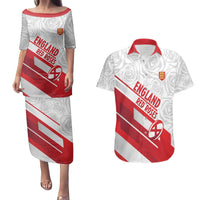 England Rugby Custom Couples Matching Puletasi and Hawaiian Shirt 2025 Come On Red Roses - Wonder Print Shop