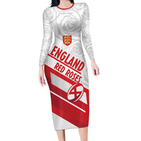 England Rugby Custom Family Matching Long Sleeve Bodycon Dress and Hawaiian Shirt 2025 Come On Red Roses - Wonder Print Shop