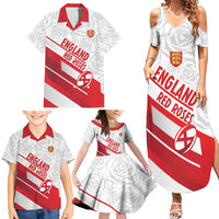 England Rugby Custom Family Matching Summer Maxi Dress and Hawaiian Shirt 2025 Come On Red Roses - Wonder Print Shop