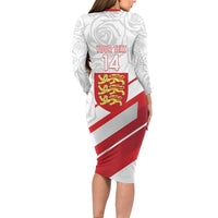 England Rugby Custom Long Sleeve Bodycon Dress 2025 Come On Red Roses - Wonder Print Shop