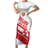 England Rugby Custom Short Sleeve Bodycon Dress 2025 Come On Red Roses - Wonder Print Shop