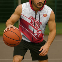 England Rugby Custom Sleeveless Zip Hoodie 2025 Come On Red Roses - Wonder Print Shop