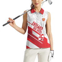England Rugby Custom Women Sleeveless Polo Shirt 2025 Come On Red Roses - Wonder Print Shop