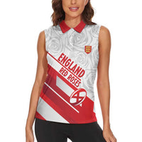 England Rugby Custom Women Sleeveless Polo Shirt 2025 Come On Red Roses - Wonder Print Shop