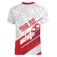 England Rugby Custom Women V-Neck T-Shirt 2025 Come On Red Roses - Wonder Print Shop