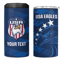 United States Rugby Custom 4 in 1 Can Cooler Tumbler USA Eagle Go Champions - Wonder Print Shop