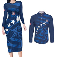 United States Rugby Custom Couples Matching Long Sleeve Bodycon Dress and Long Sleeve Button Shirt USA Eagle Go Champions - Wonder Print Shop