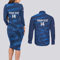United States Rugby Custom Couples Matching Long Sleeve Bodycon Dress and Long Sleeve Button Shirt USA Eagle Go Champions - Wonder Print Shop