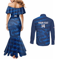 United States Rugby Custom Couples Matching Mermaid Dress and Long Sleeve Button Shirt USA Eagle Go Champions - Wonder Print Shop