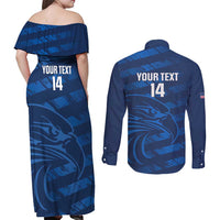 United States Rugby Custom Couples Matching Off Shoulder Maxi Dress and Long Sleeve Button Shirt USA Eagle Go Champions - Wonder Print Shop