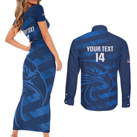 United States Rugby Custom Couples Matching Short Sleeve Bodycon Dress and Long Sleeve Button Shirt USA Eagle Go Champions - Wonder Print Shop